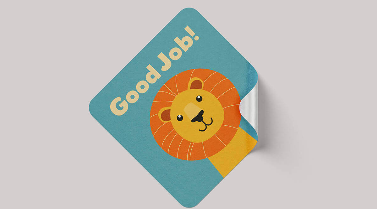 School Animal Stickers Square